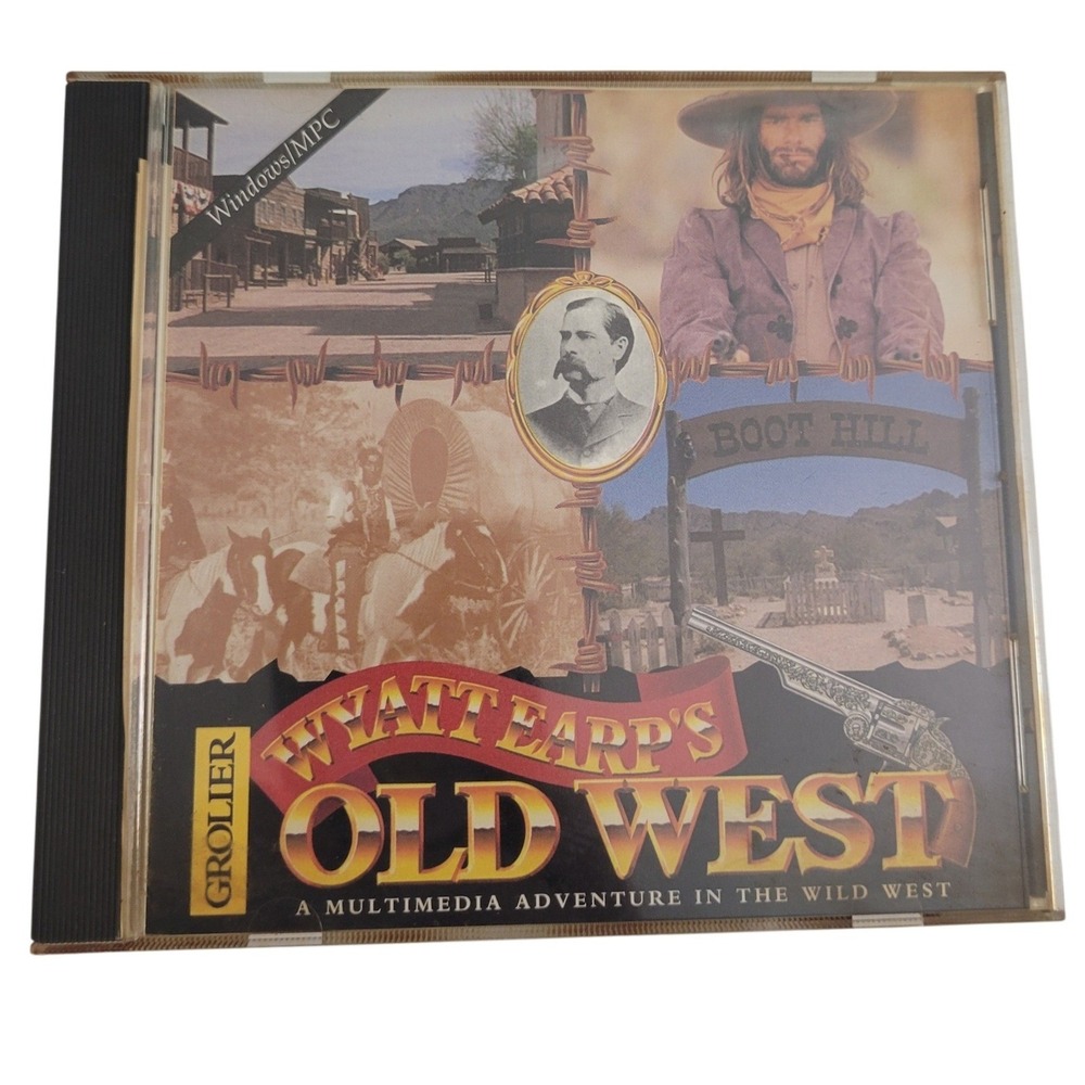 Wyatt Earps Old West PC CD-ROM 1994 Vintage Windows Mac Multimedia Grolier (CIB)